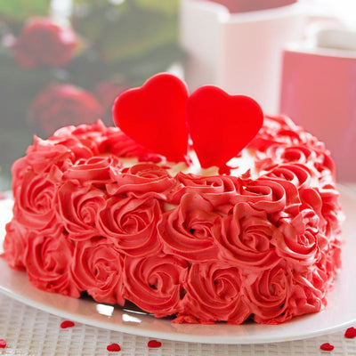 Designer Rose Swirl Cake Heart Shape Cake.